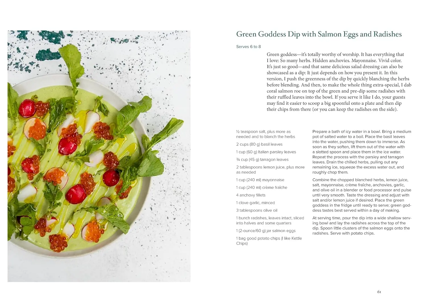 Sunlight & Breadcrumbs: Green Goddess Dip with Salmon Eggs and Radishes